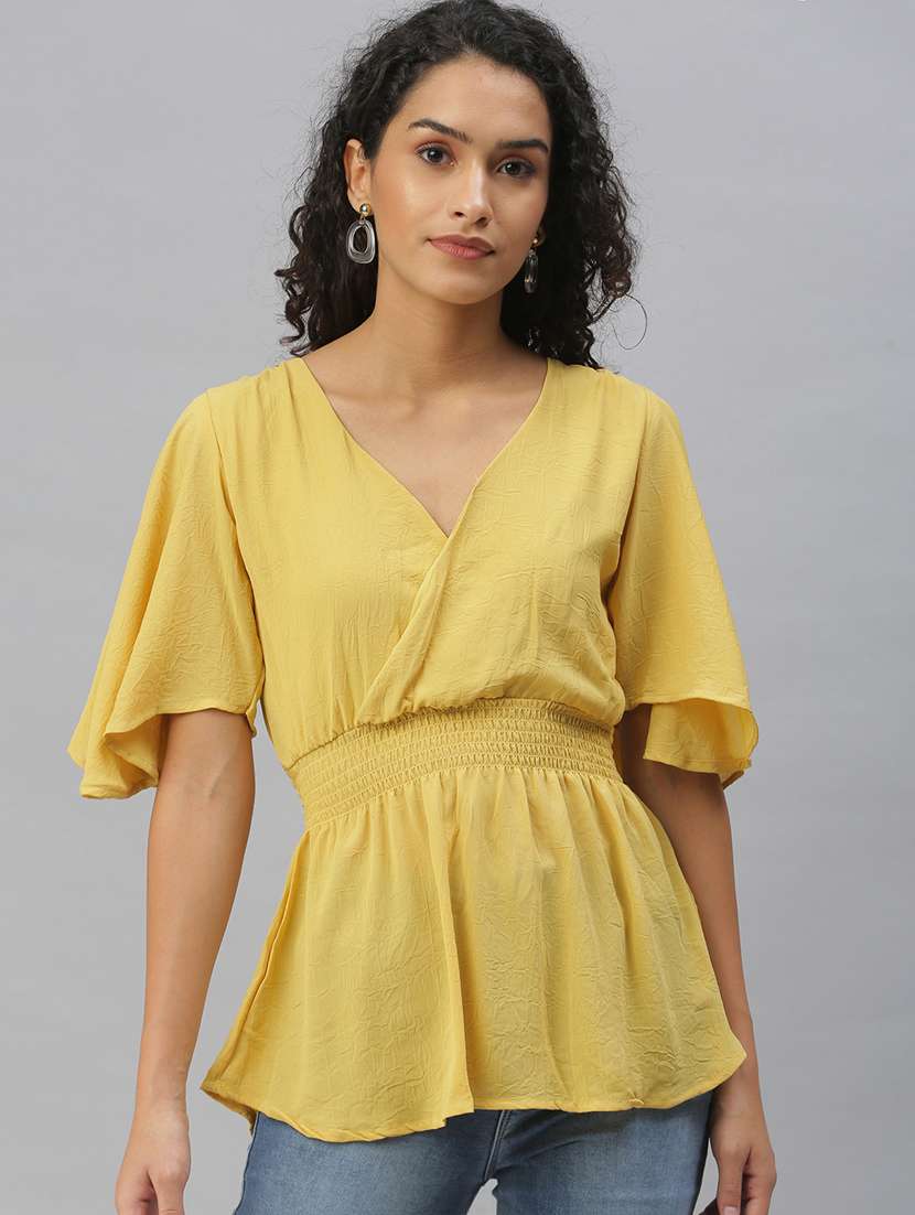 women's peplum v neck top