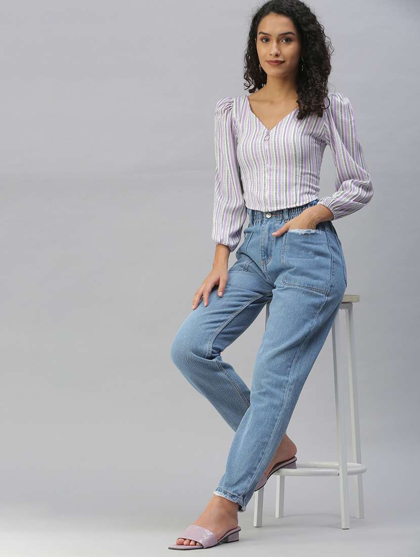 women's crop v neck top - 18392376 -  Standard Image - 3