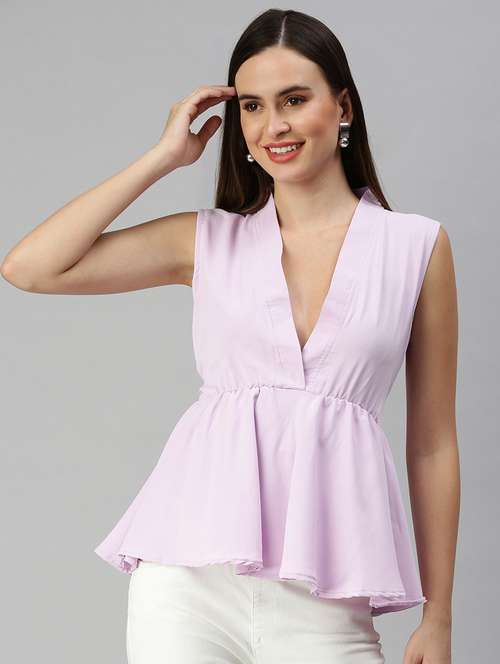 women's peplum v neck top - 18392377 -  Standard Image - 0