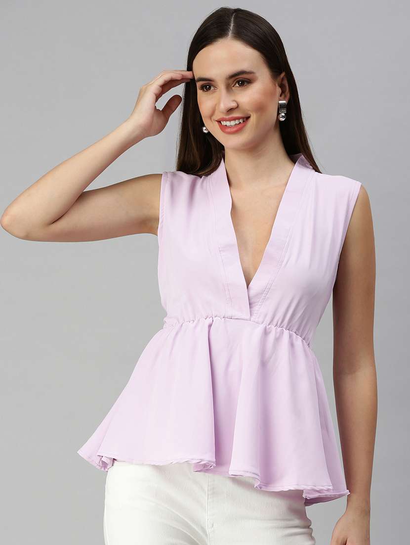 women's peplum v neck top - 18392377 -  Zoom Image - 0