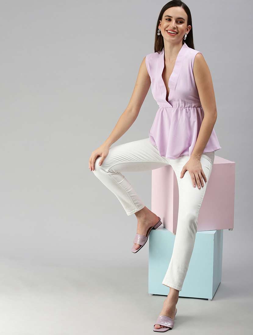 women's peplum v neck top - 18392377 -  Standard Image - 3