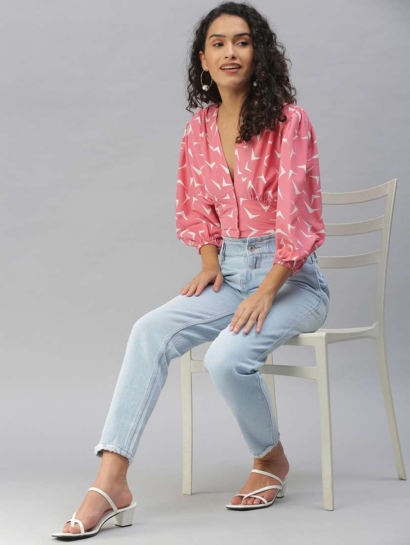 women's blouson v neck top - 18392394 -  Standard Image - 3