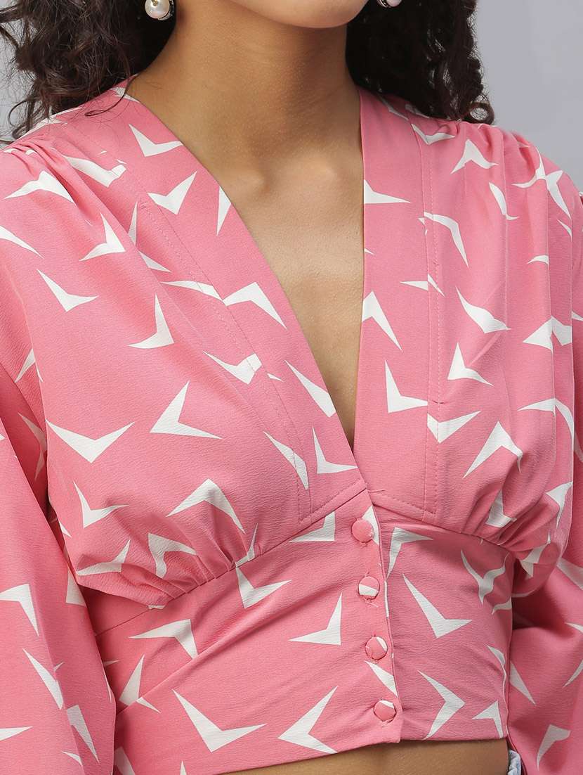 women's blouson v neck top - 18392394 -  Standard Image - 5