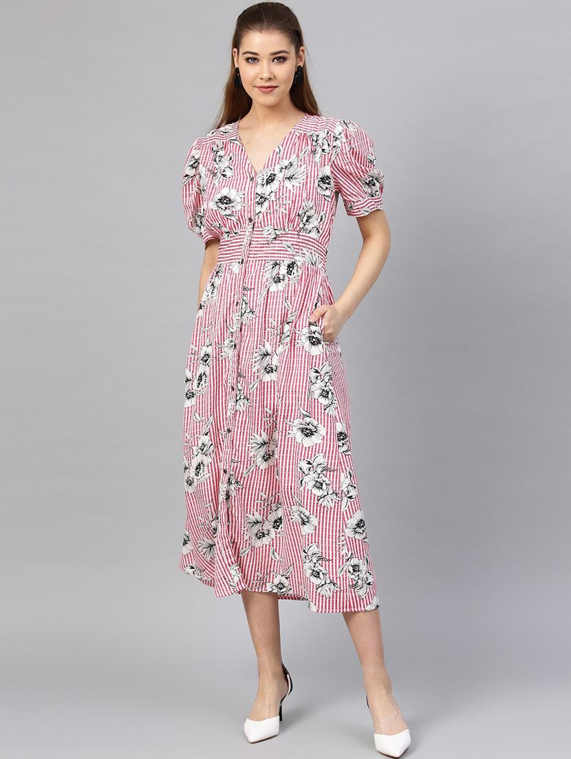 v-neck printed shirt dress - 18392495 - Zoom Image - 0