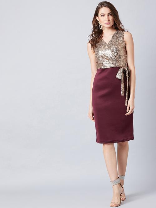 tie front embellished sheath dress - 18392611 -  Standard Image - 0