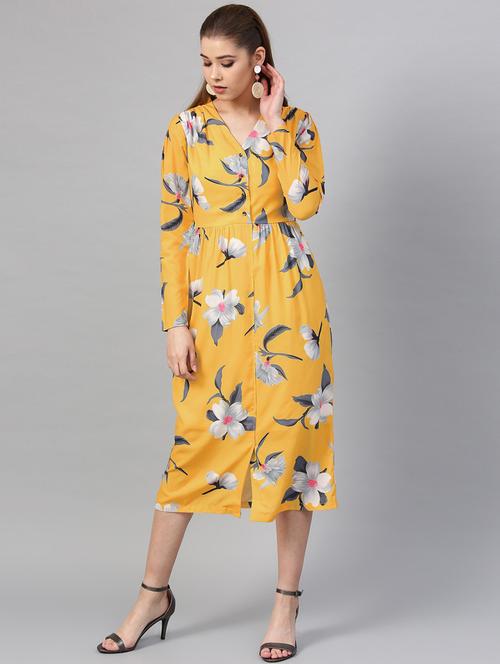 v-neck floral a-line dress - 18392615 -  Standard Image - 0