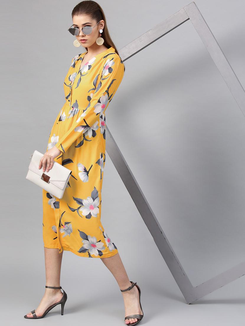 v-neck floral a-line dress - 18392615 - Standard Image - 3