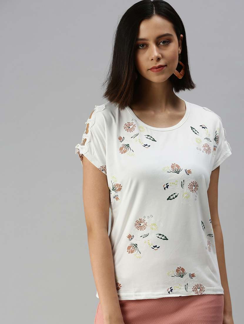 short sleeved floral regular top - 18392629 -  Zoom Image - 0