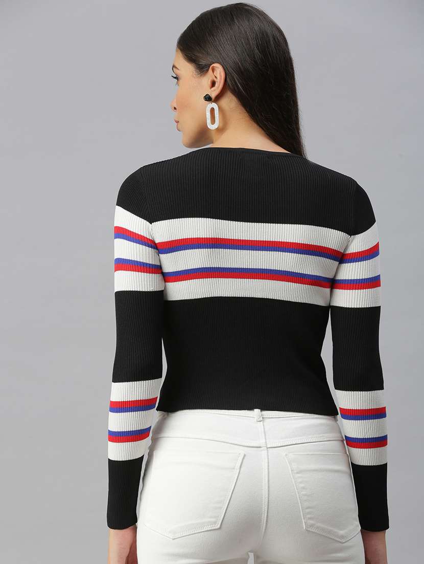 round neck striped regular top - 18392652 -  Standard Image - 3