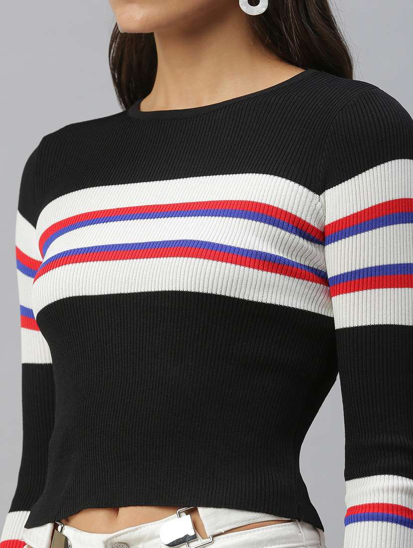 round neck striped regular top - 18392652 -  Standard Image - 5