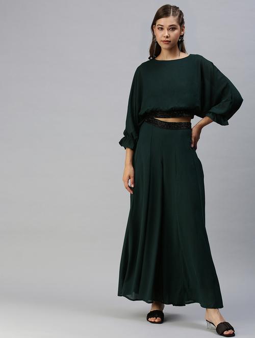embellished top with palazzo set - 18392696 - Standard Image - 0