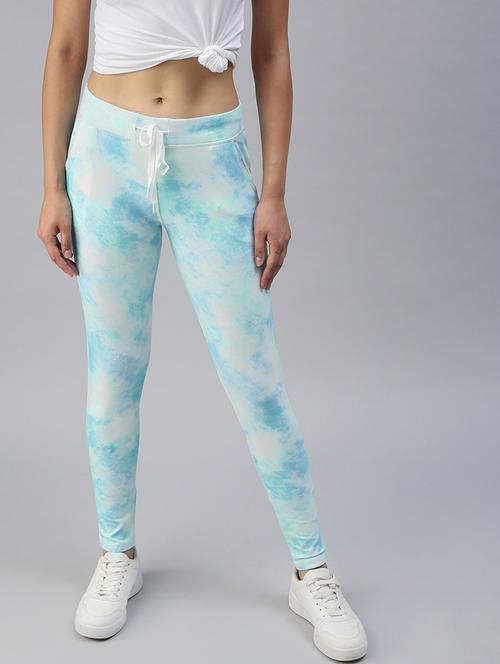 blue printed track pant - 18392937 - Standard Image - 0