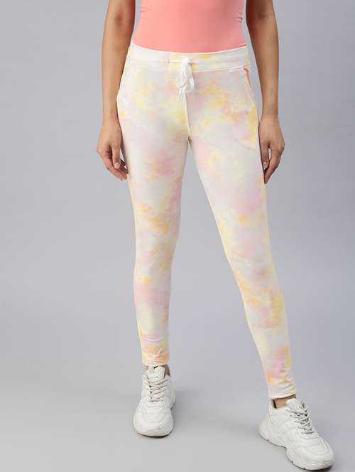 yellow printed track pant - 18392938 - Standard Image - 0