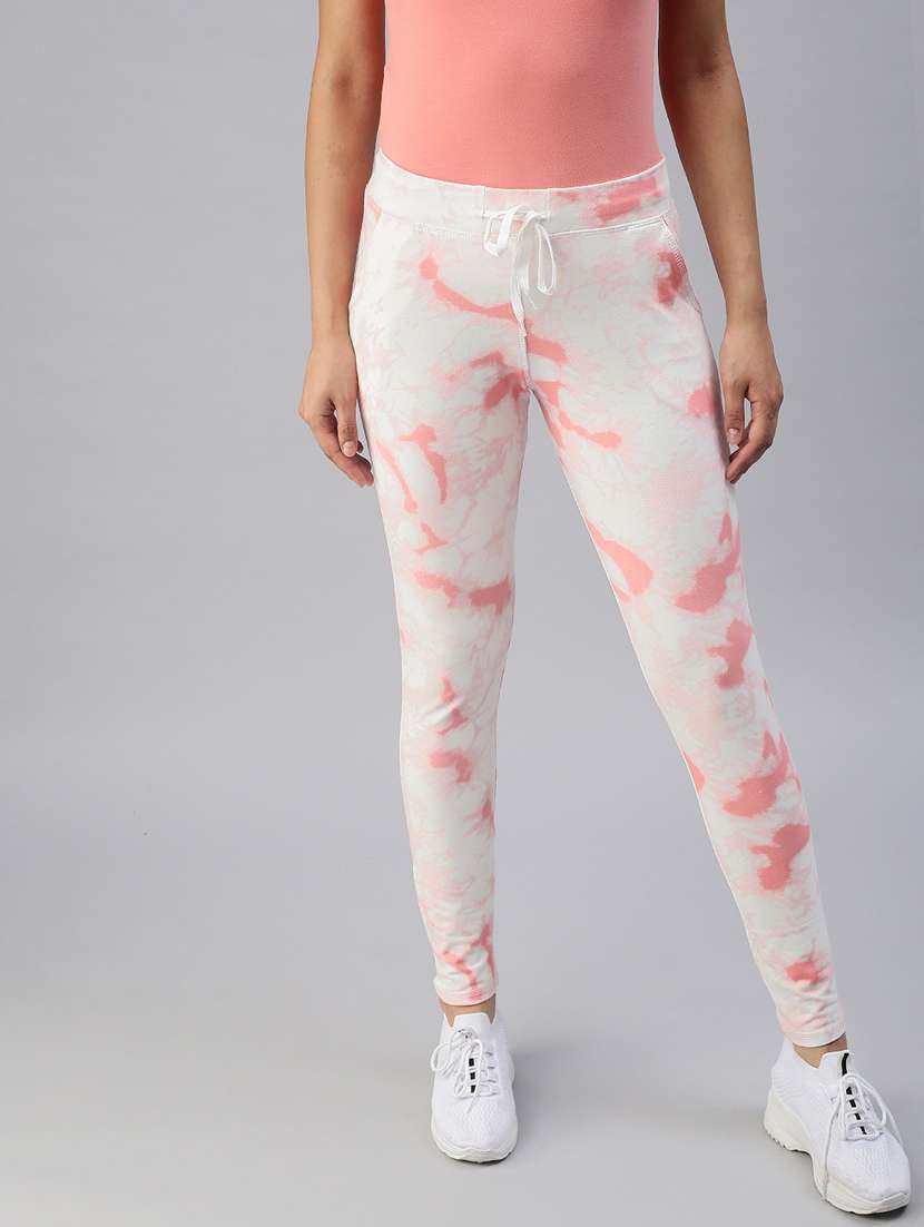 white printed track pant