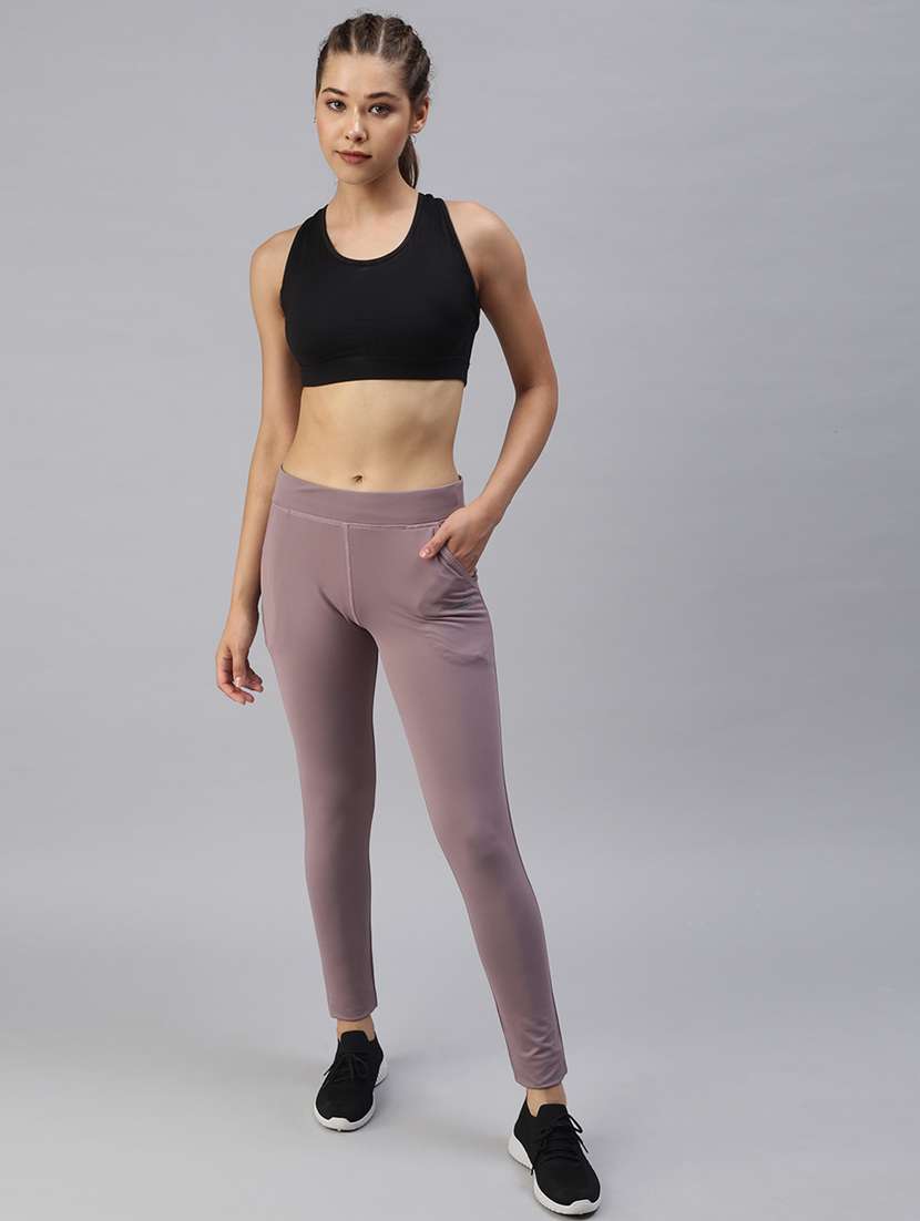 mid rise solid track pant - 18392943 -  Standard Image - 3