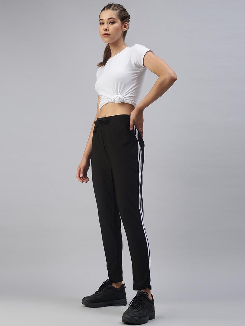 mid rise solid track pant - 18392946 - Standard Image - 3