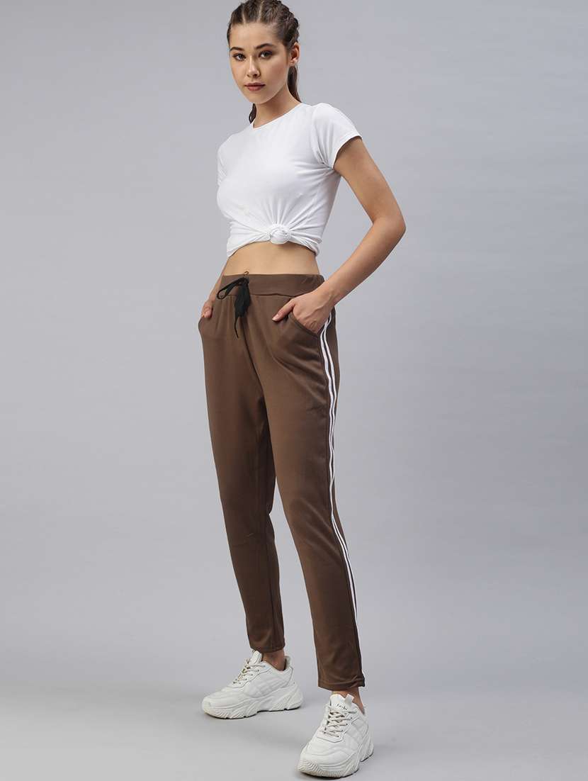 mid rise solid track pant - 18392947 -  Standard Image - 3