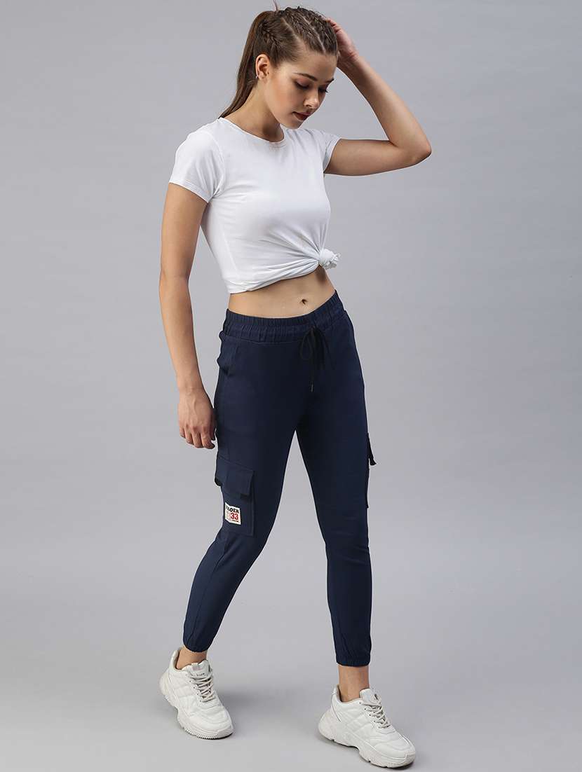 women solid navy blue joggers - 18393002 -  Standard Image - 3