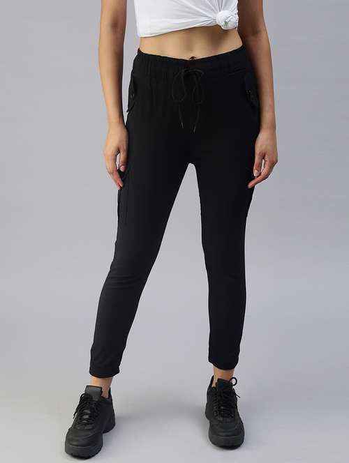 women solid black joggers - 18393003 -  Standard Image - 0