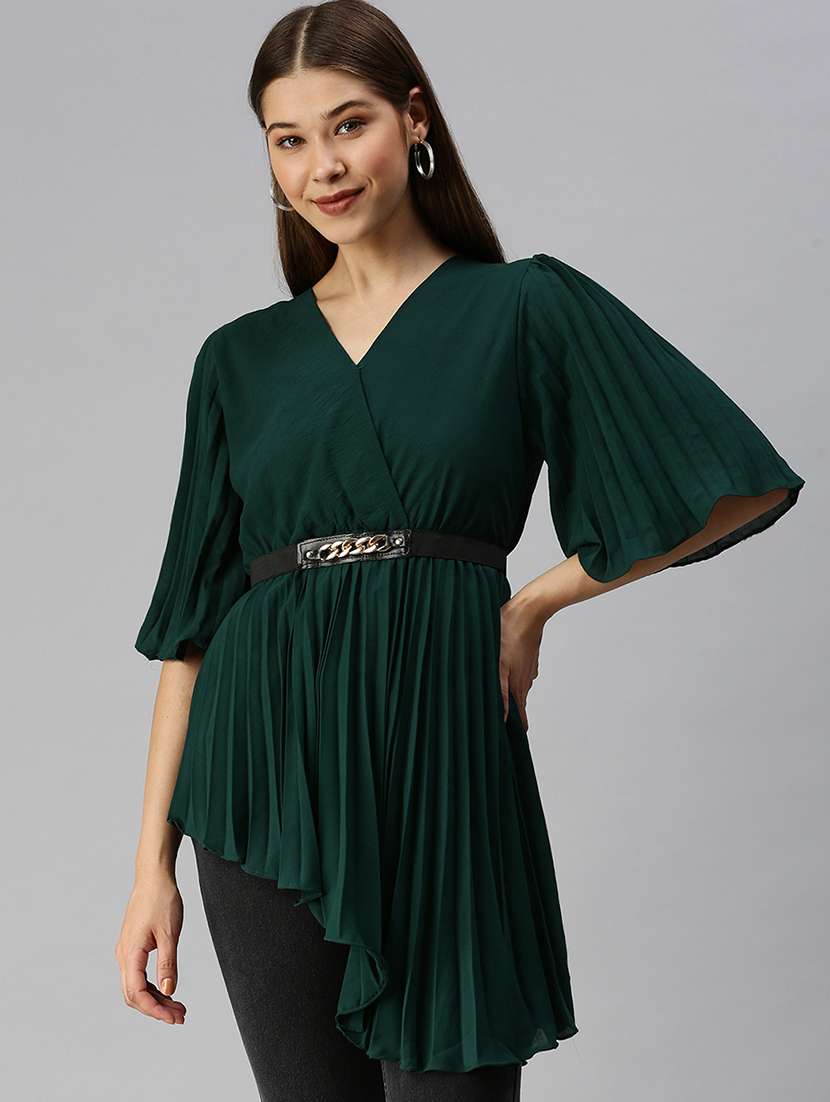 women's asymmetric v neck top