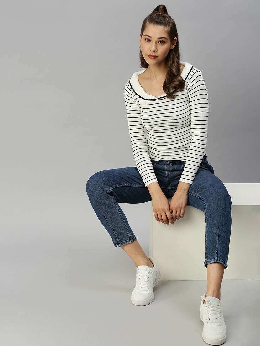 peter pan neck striped top  - 18393045 -  Standard Image - 3