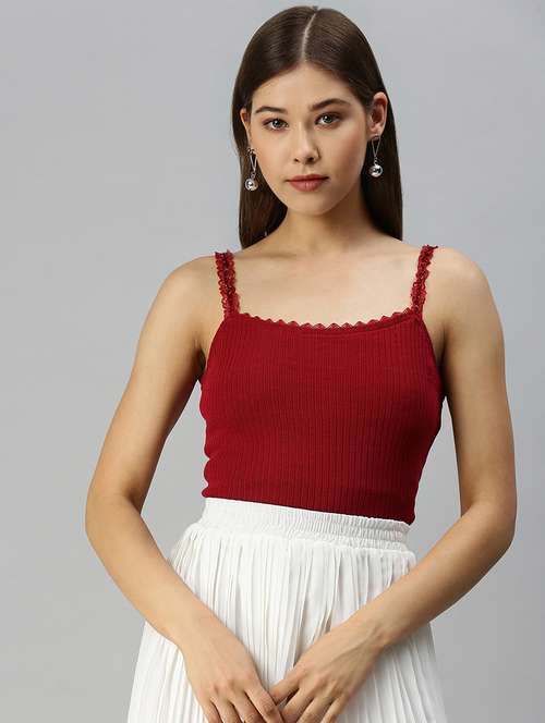 cami neck solid crop top  - 18393052 -  Standard Image - 0