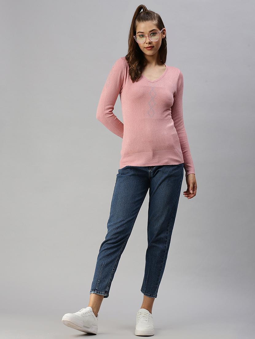 women's straight v neck top - 18393058 - Standard Image - 3