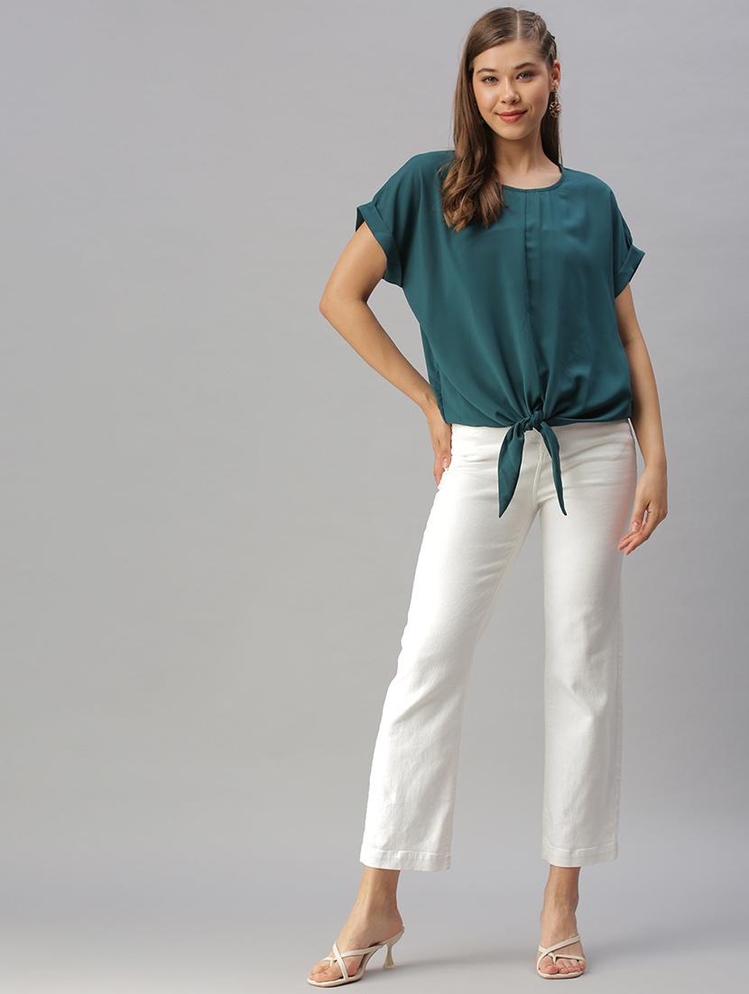 women's straight round neck top - 18393074 - Standard Image - 3