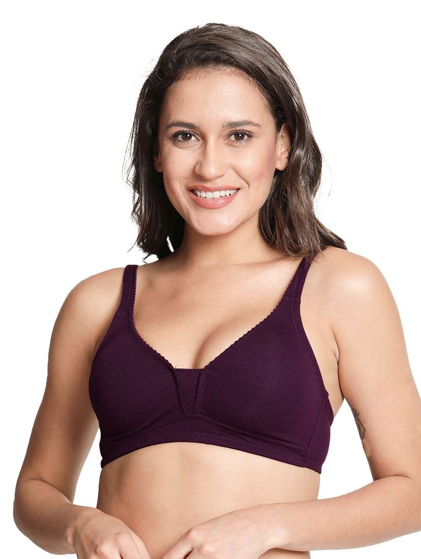 purple solid plunge bra - 18393137 - Zoom Image - 0