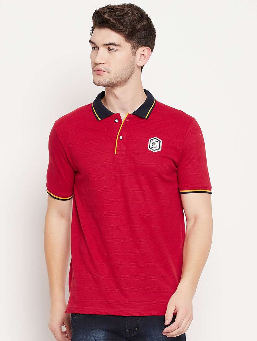 red solid polo t-shirt - 18393193 -  Zoom Image - 0