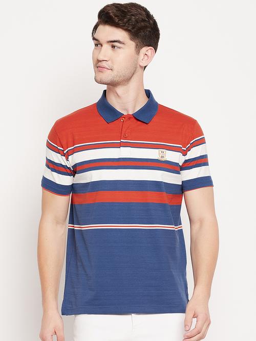 orange striped polo t-shirt  - 18393215 -  Standard Image - 0