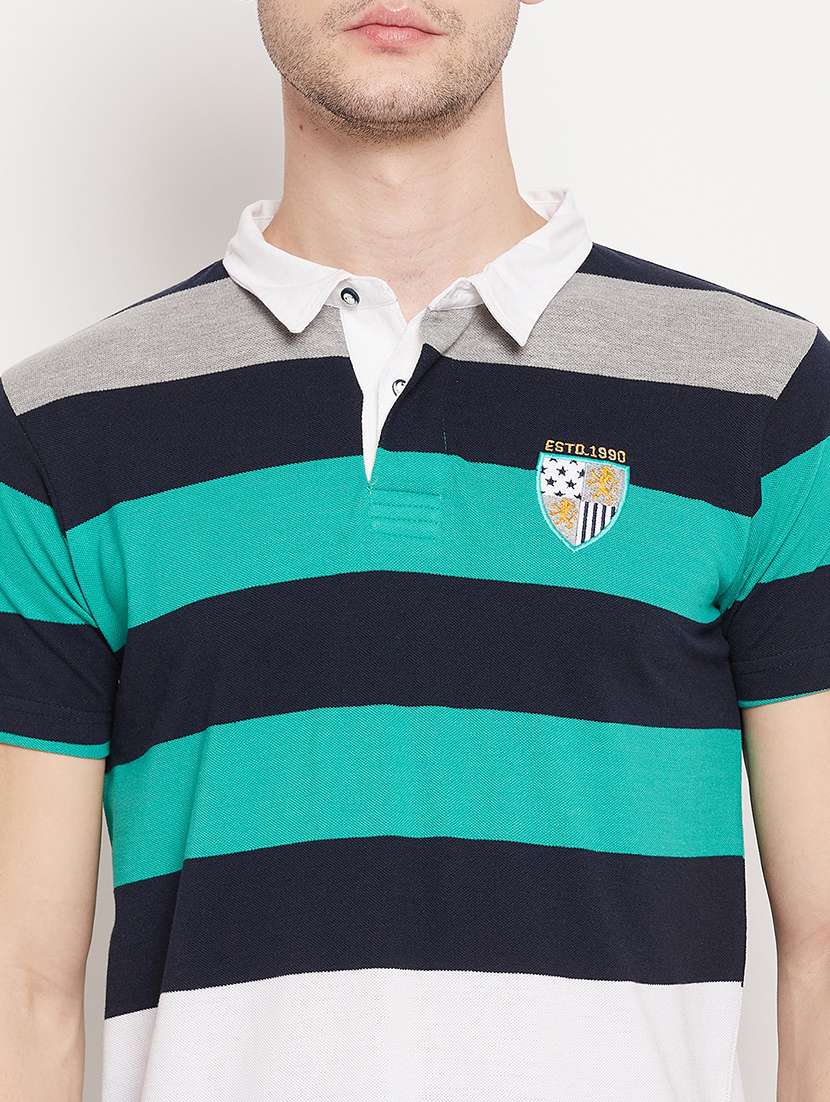 navy blue striped polo t-shirt - 18393224 -  Standard Image - 3