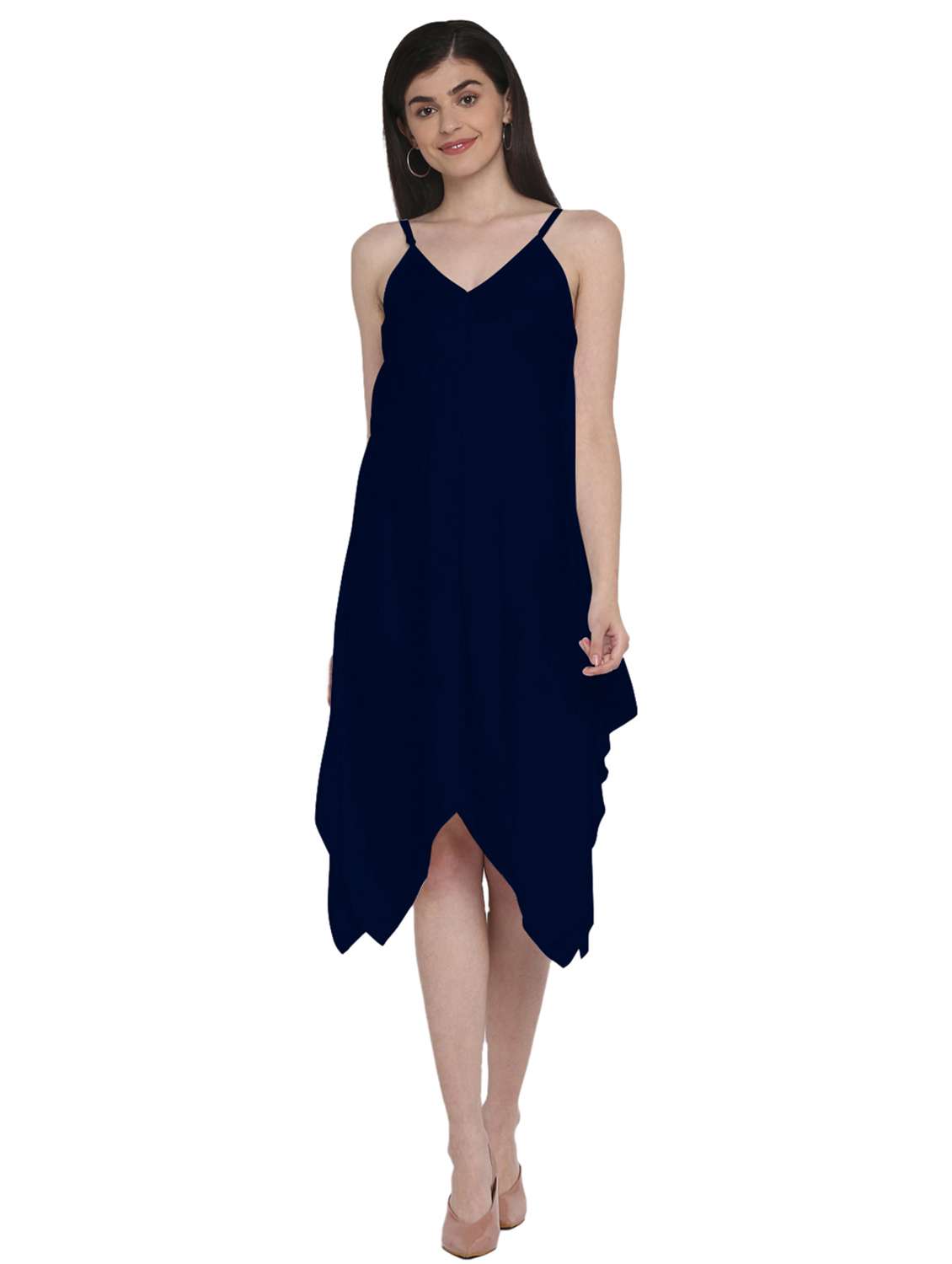 women's asymmetric solid dress