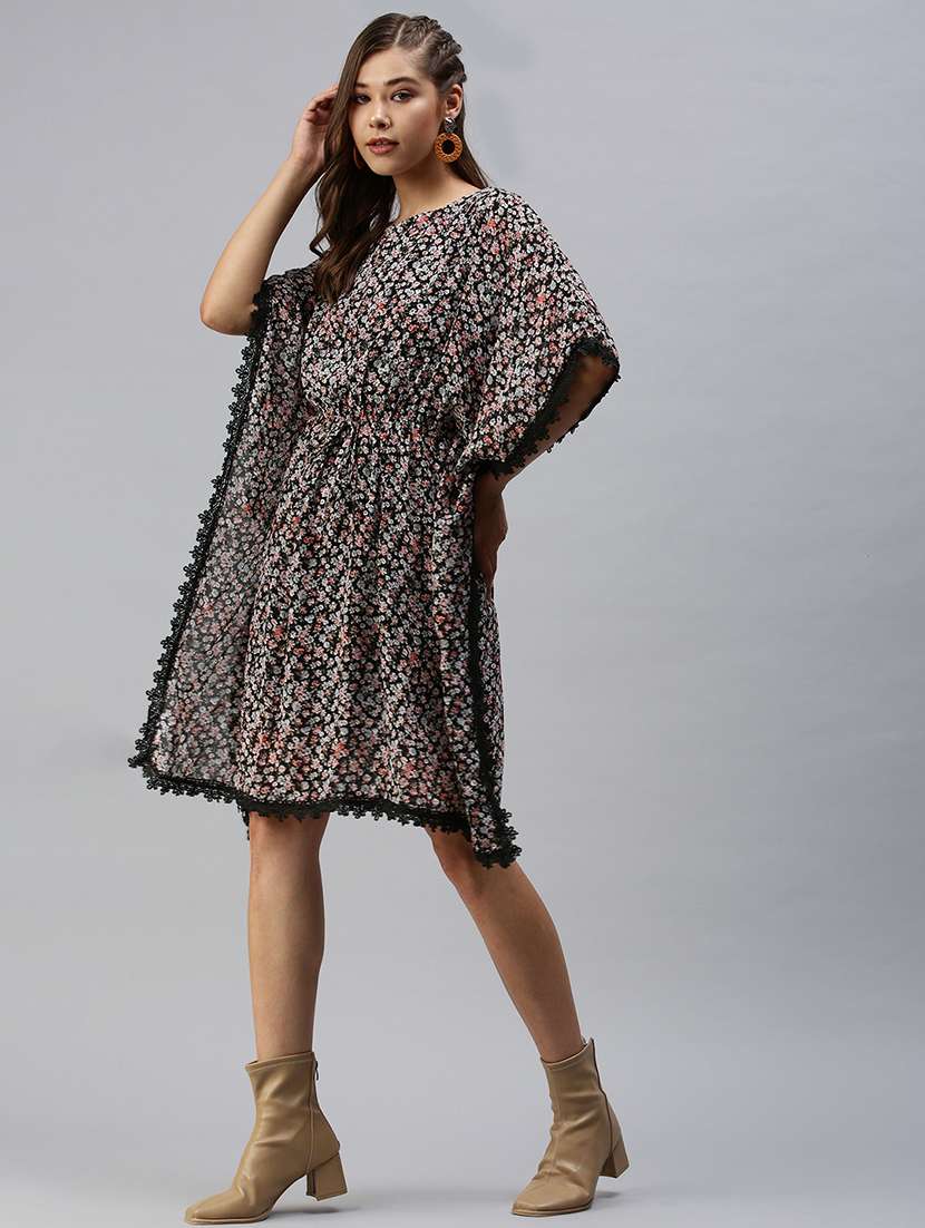 round neck floral straight dress - 18393338 -  Standard Image - 3