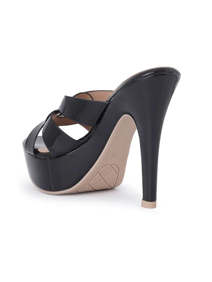 black synthetic slip on sandals - 18393508 -  Standard Image - 3