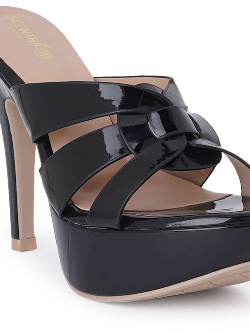 black synthetic slip on sandals - 18393508 -  Standard Image - 5