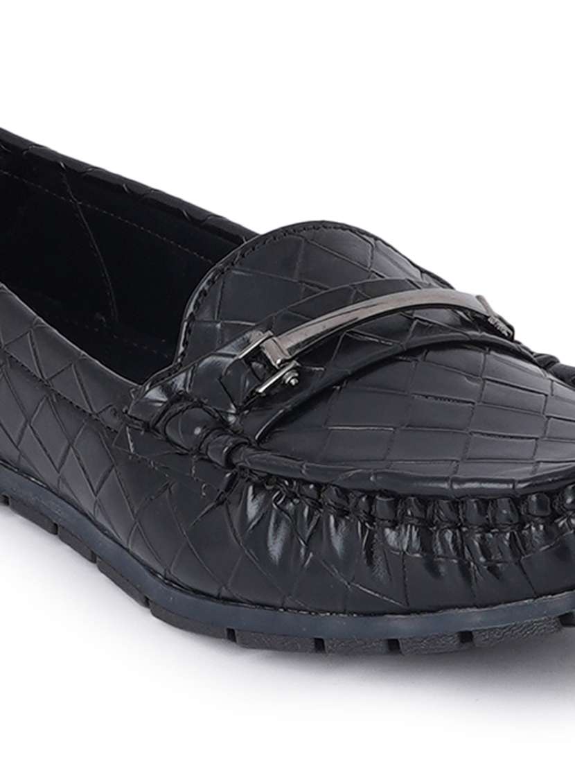 black synthetic slip on loafers - 18393516 -  Standard Image - 5