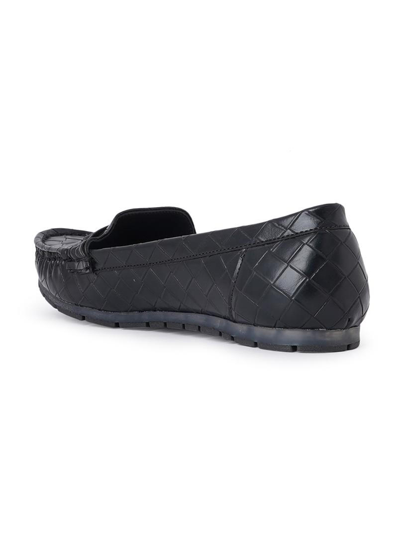 black synthetic slip on loafers - 18393519 - Standard Image - 3
