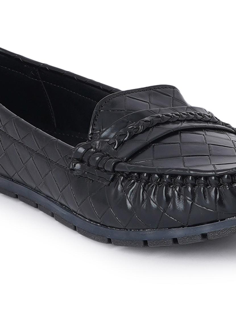 black synthetic slip on loafers - 18393519 - Standard Image - 5