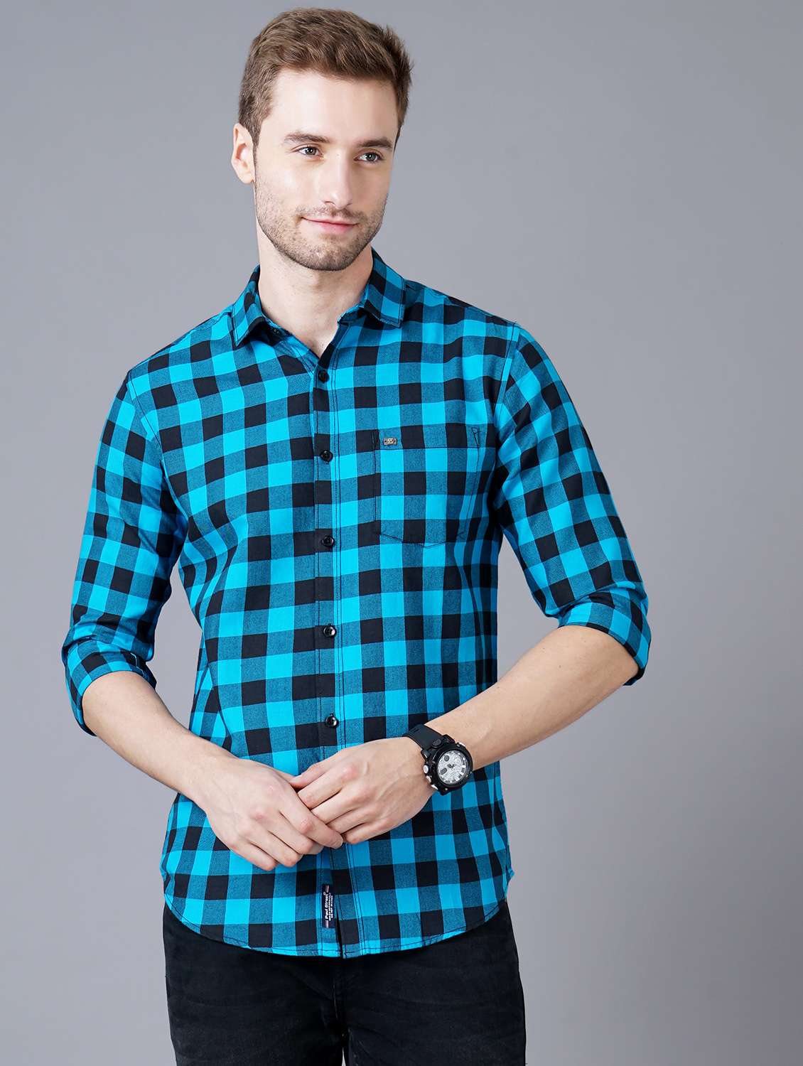 Blue Checkered Casual Shirt from shirts 