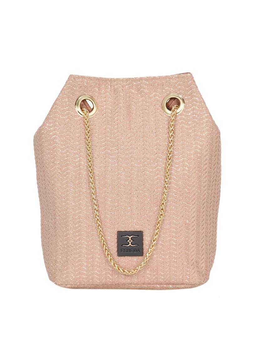 gold textured regular handbag - 18393662 -  Zoom Image - 0