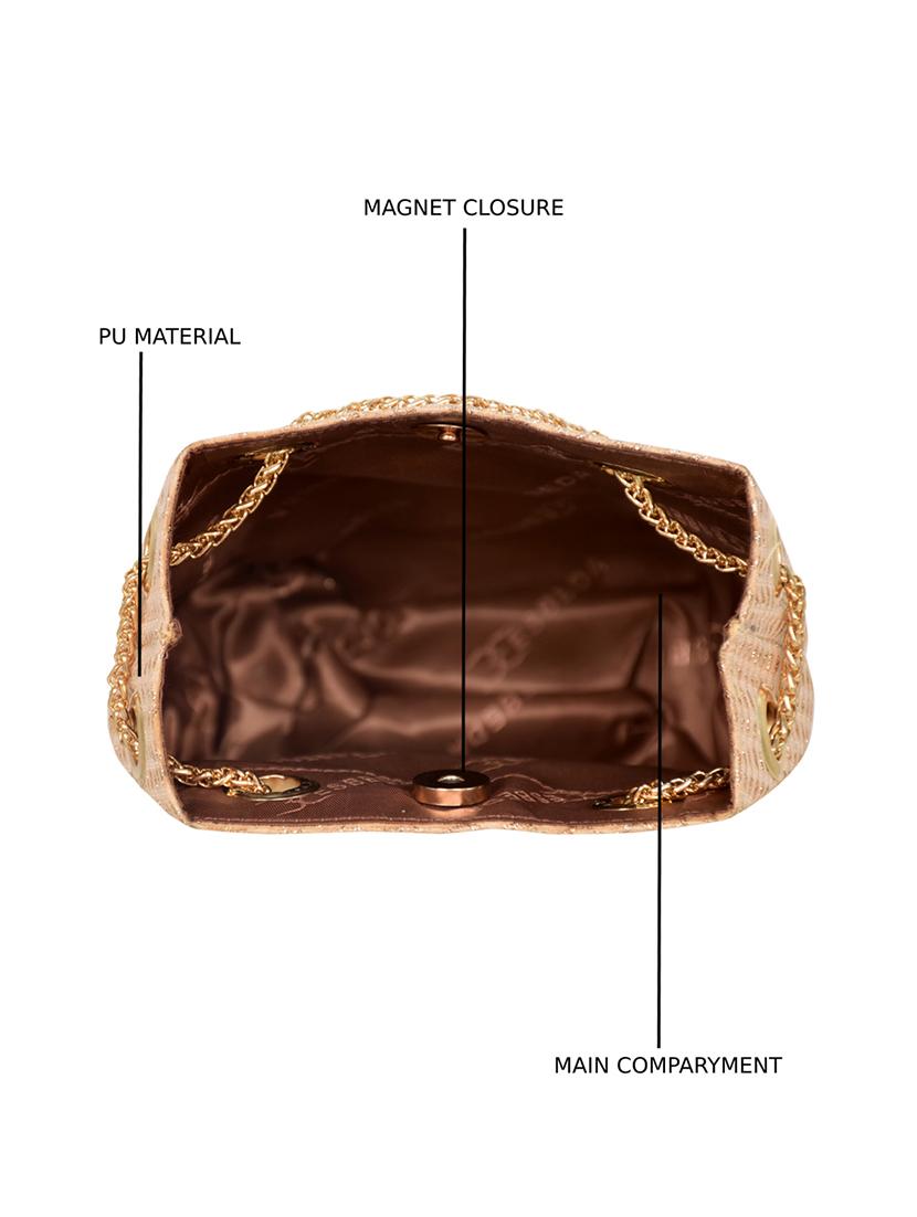 gold textured regular handbag - 18393662 - Standard Image - 3
