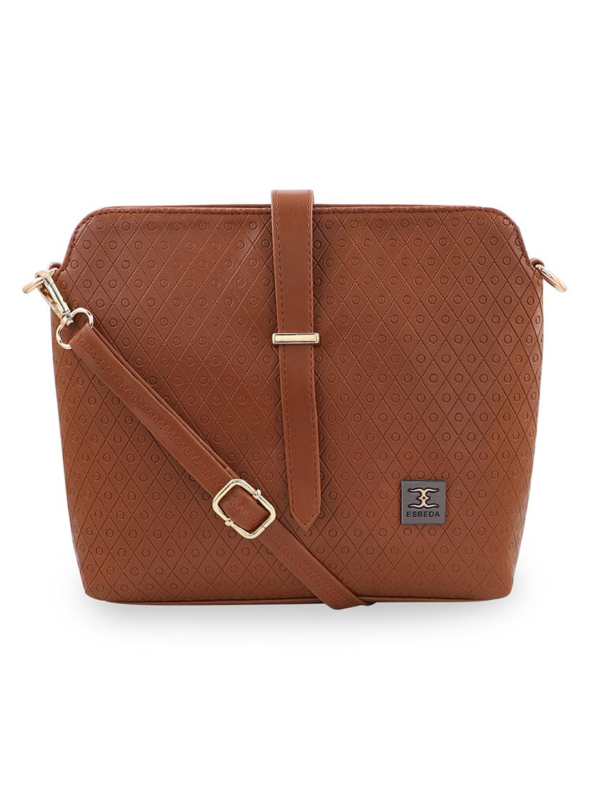 tan textured regular sling bag - 18393727 - Zoom Image - 0