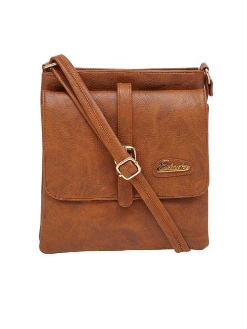 tan solid regular sling bag - 18393758 - Standard Image - 0