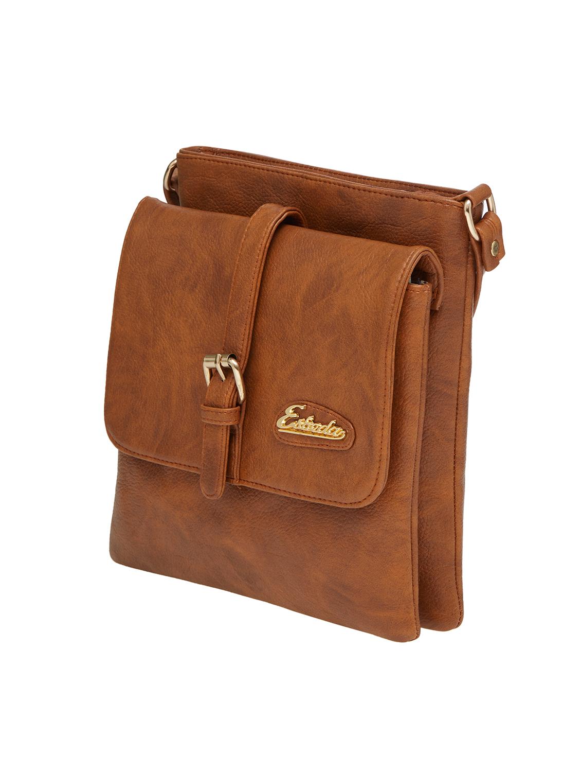 tan solid regular sling bag - 18393758 - Standard Image - 3