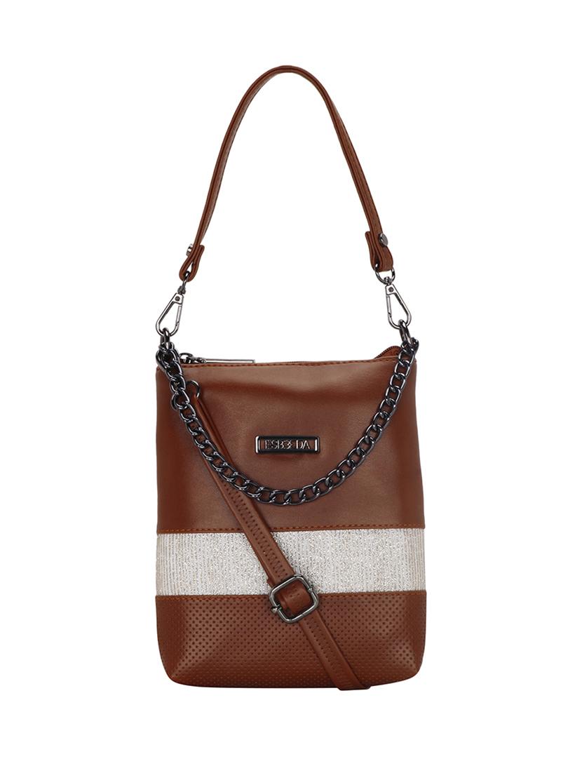 tan solid regular sling bag - 18393823 - Zoom Image - 0