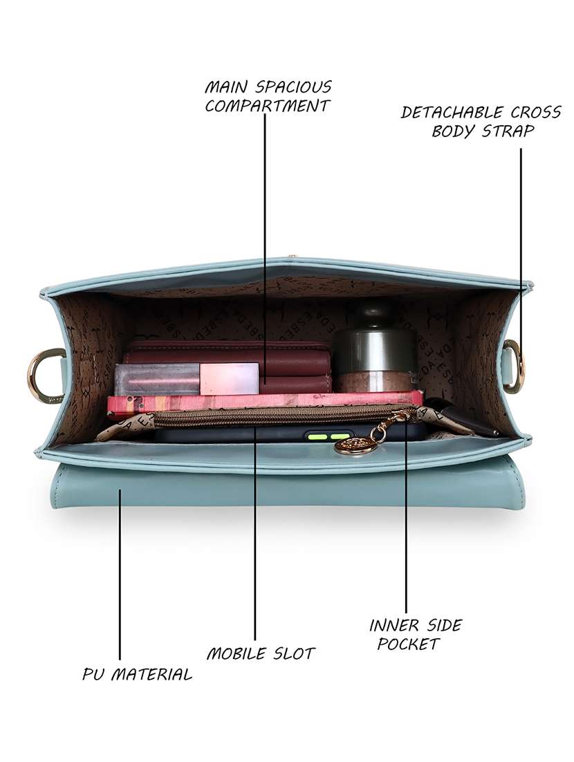 light blue solid regular sling bag - 18393836 -  Standard Image - 3