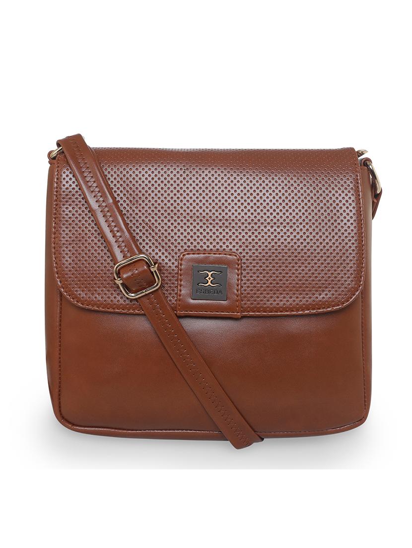 tan solid regular sling bag - 18393839 -  Zoom Image - 0