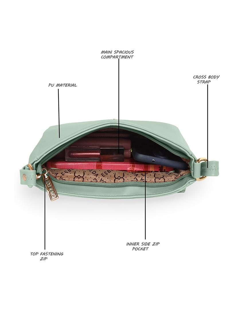 green solid regular sling bag - 18393841 - Standard Image - 3