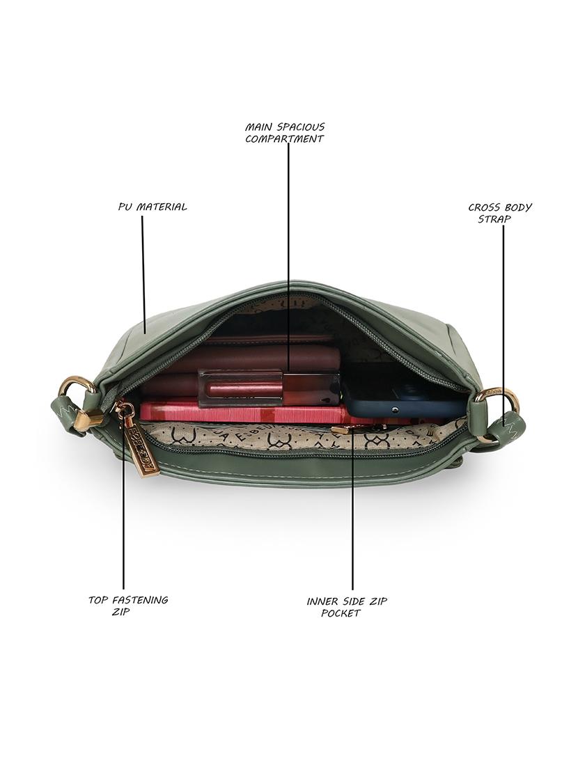 olive solid regular sling bag - 18393846 - Standard Image - 3